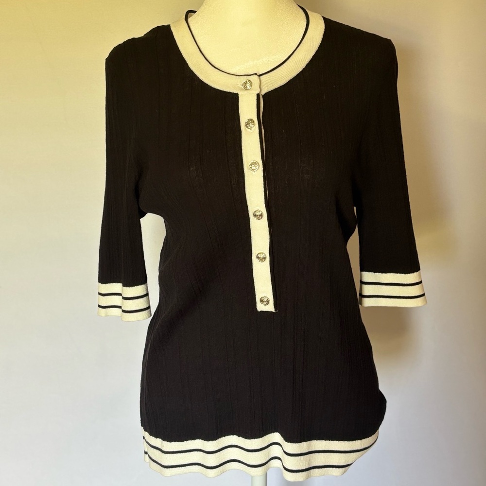 Black and White Button-Up Top